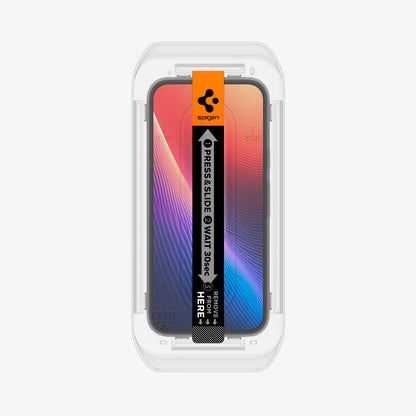 AGL08938 - Pixel 9a GLAS.tR EZ Fit in Clear showing the front of the tray attached to the device