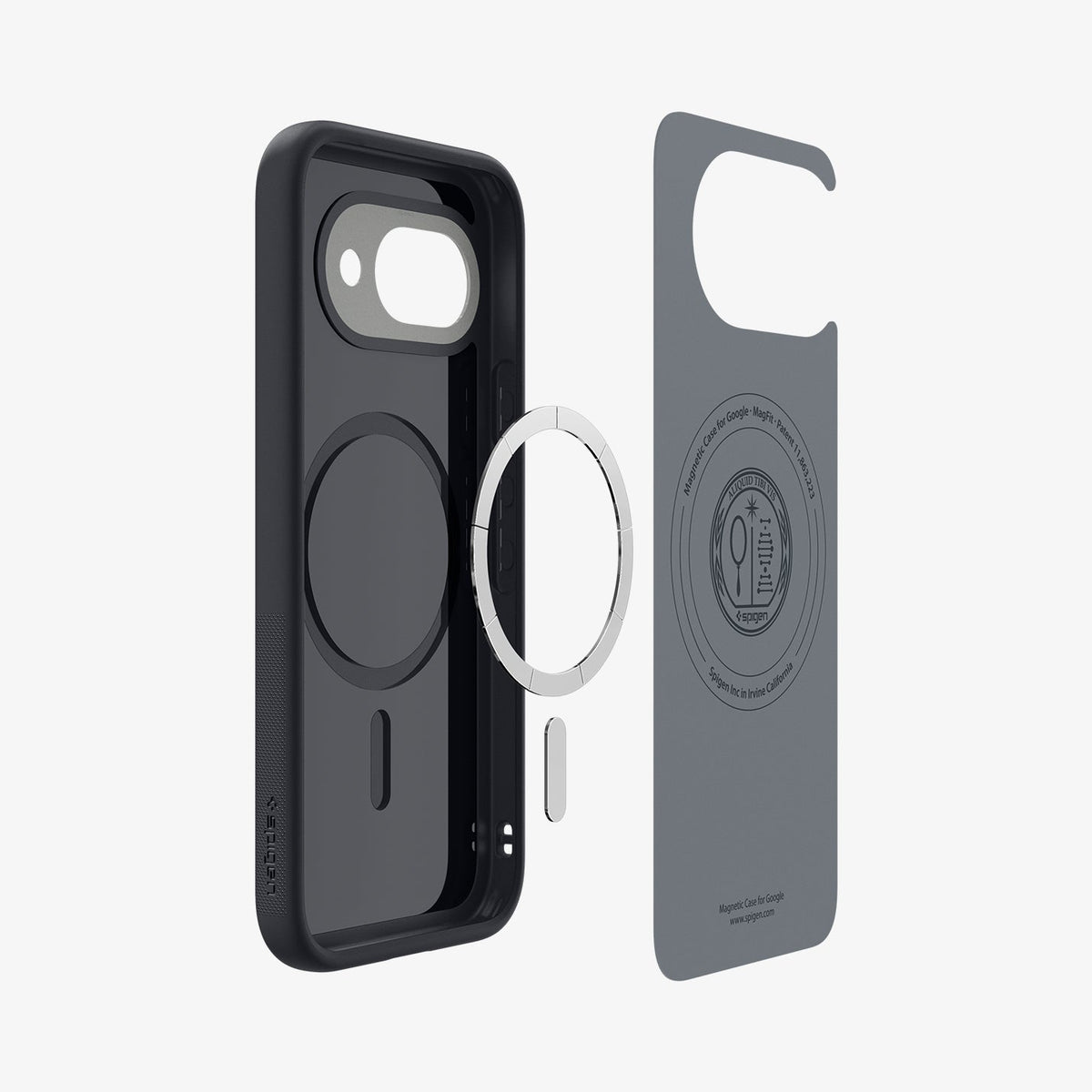 ACS09065 - Pixel 9a Case Nano Pop (MagFit) in black sesame showing the inside magnet ring layers