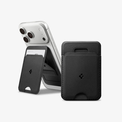 AFA10405 - MagSafe Card Holder Slim Fold (MagFit) | S314-1 in Black showing front and detail