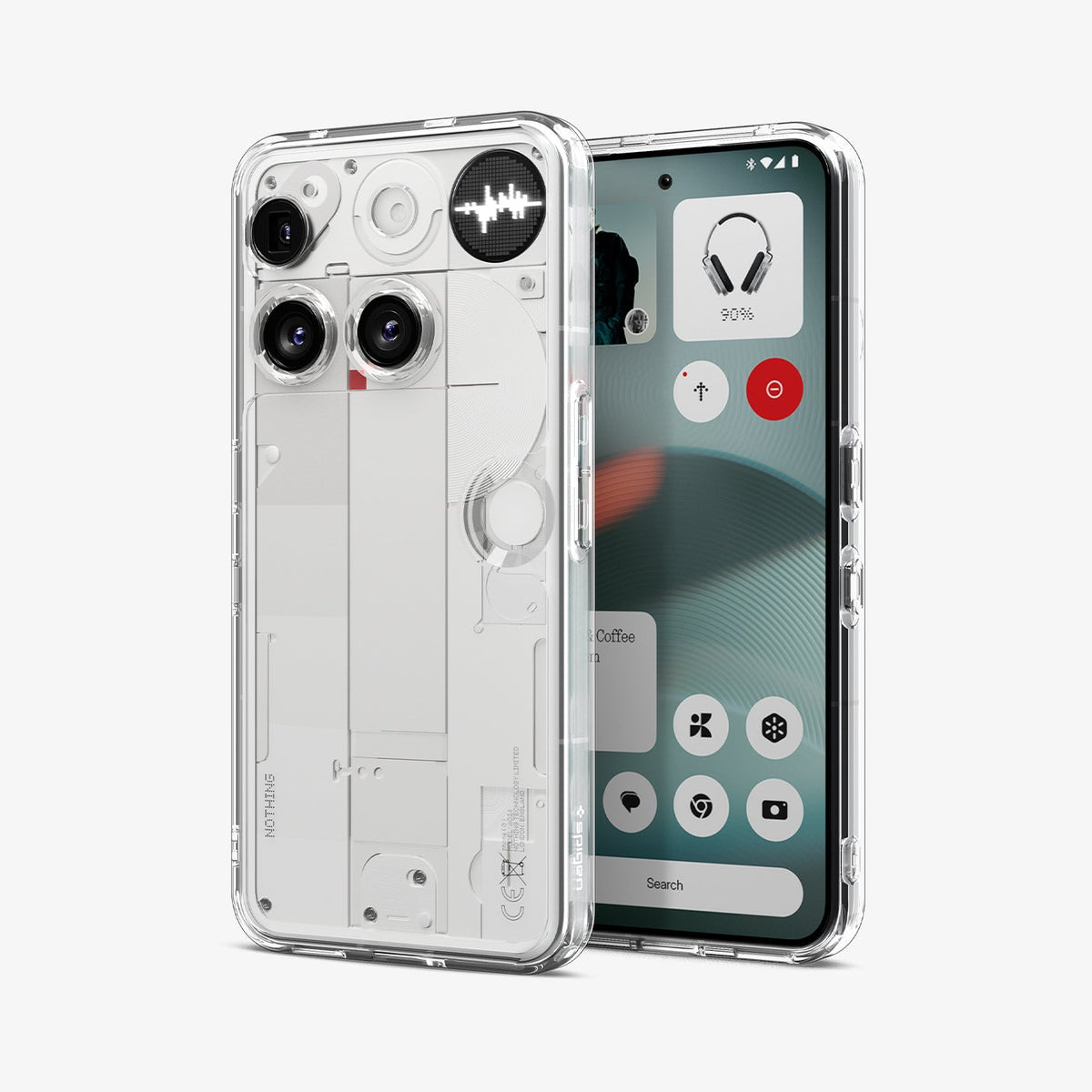 ACS08567 - Nothing Phone (3) Case Ultra Hybrid in Crystal Clear showing the back, partial front and sides