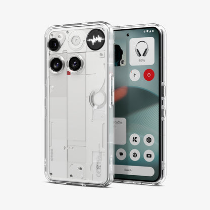 ACS08567 - Nothing Phone (3) Case Ultra Hybrid in Crystal Clear showing the back, partial front and sides