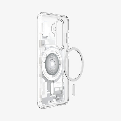 ACS10972 - Galaxy S26 Case Ultra Hybrid Zero One (Mag Fit) White showing the back and partial side with mag fit technology