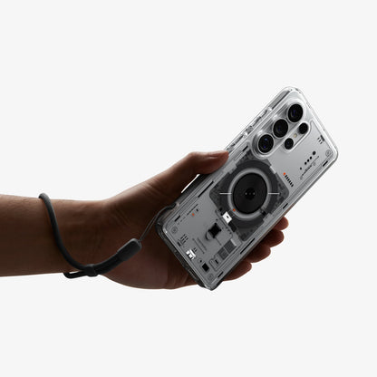 ACS10963 - Galaxy S26 Ultra Case Ultra Hybrid Neo One (Mag Fit) showing a hand with strap on with the device and case