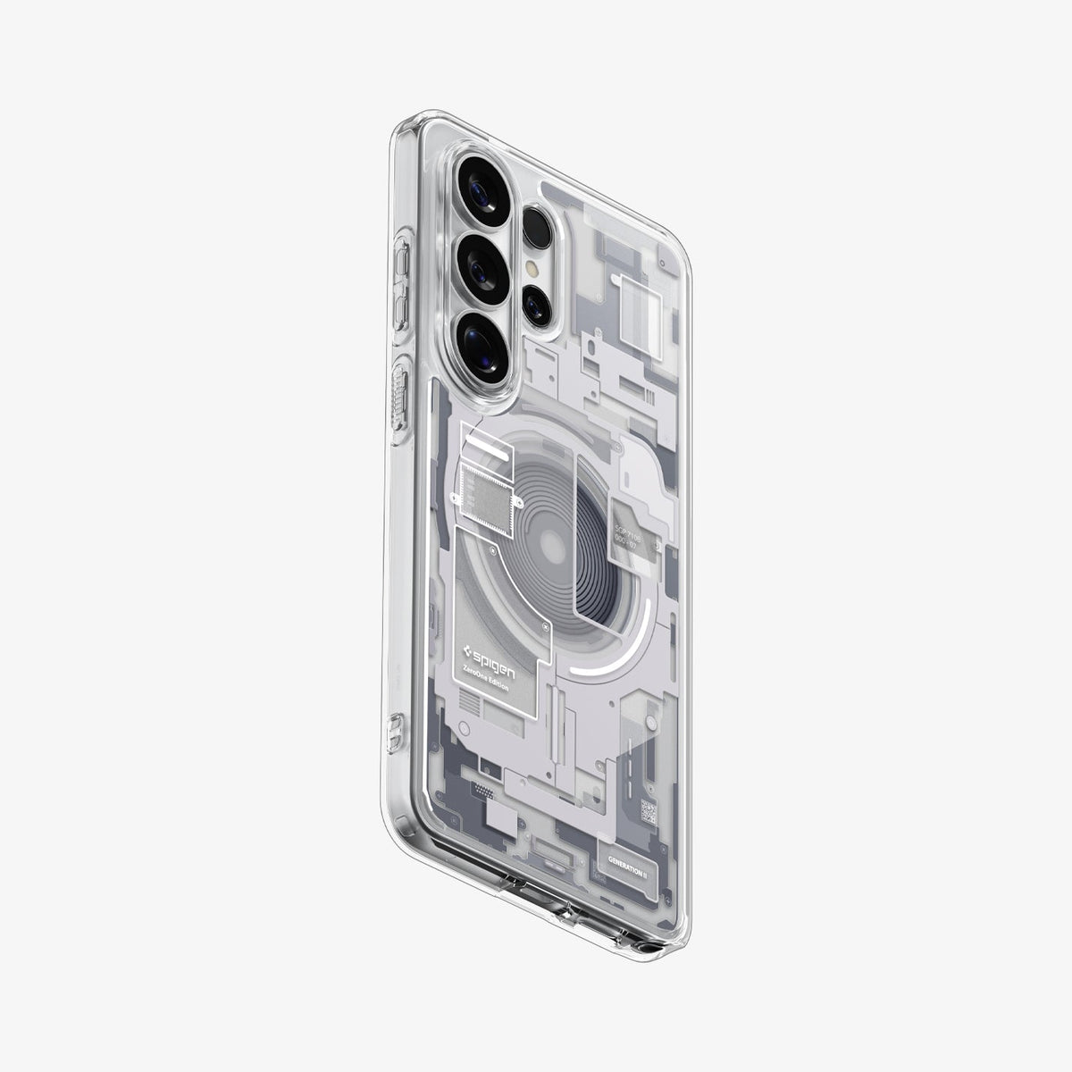 ACS10962 - Galaxy S26 Ultra Case Ultra Hybrid Zero One (Mag Fit) White showing the back and partial side