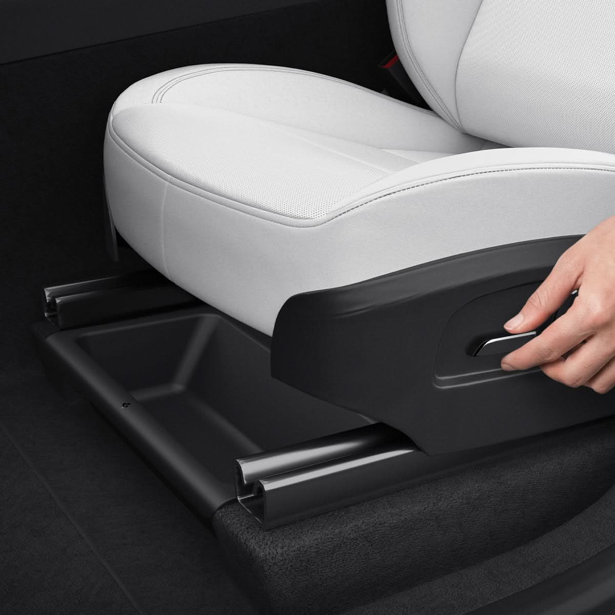 ACP10638 - Model Y Juniper (2025+) 1PK Underseat Organizer Box | TO222J showing adjusting seat position