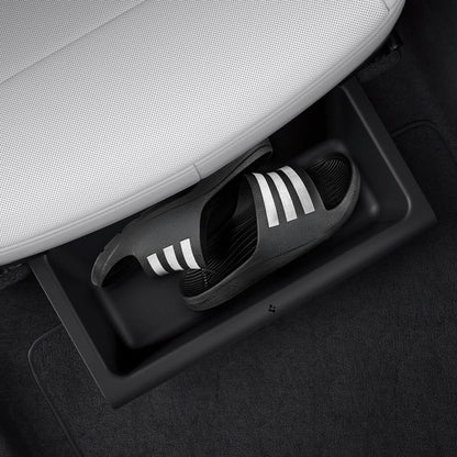 ACP10638 - Model Y Juniper (2025+) 1PK Underseat Organizer Box | TO222J showing shoes inside the box