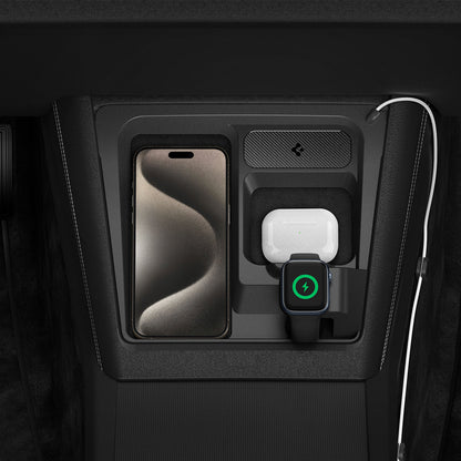ACP07501 - Tesla Model 3 Highland - 3 in 1 Charging Organizer TO272H in Black showing top view of the product