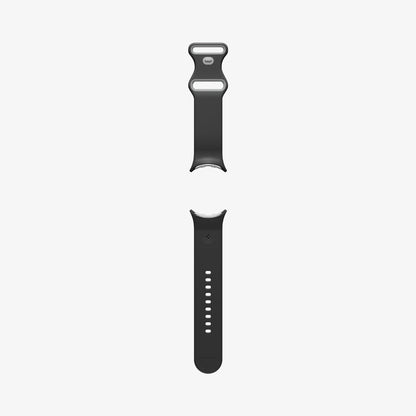 AMP09486 - Pixel Watch 4 (41mm) Nano Pop in Black Sesame showing the front with watch band laid out flat
