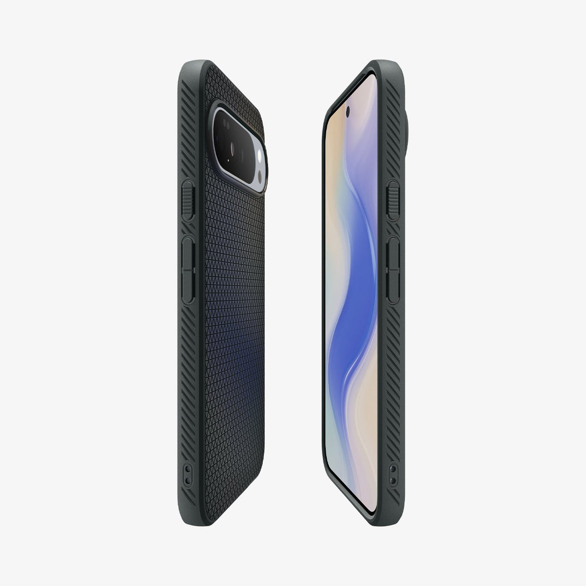 ACS09719 - Pixel 10 Pro XL Case Liquid Air (MagFit) in abyss green showing the sides, partial front and back