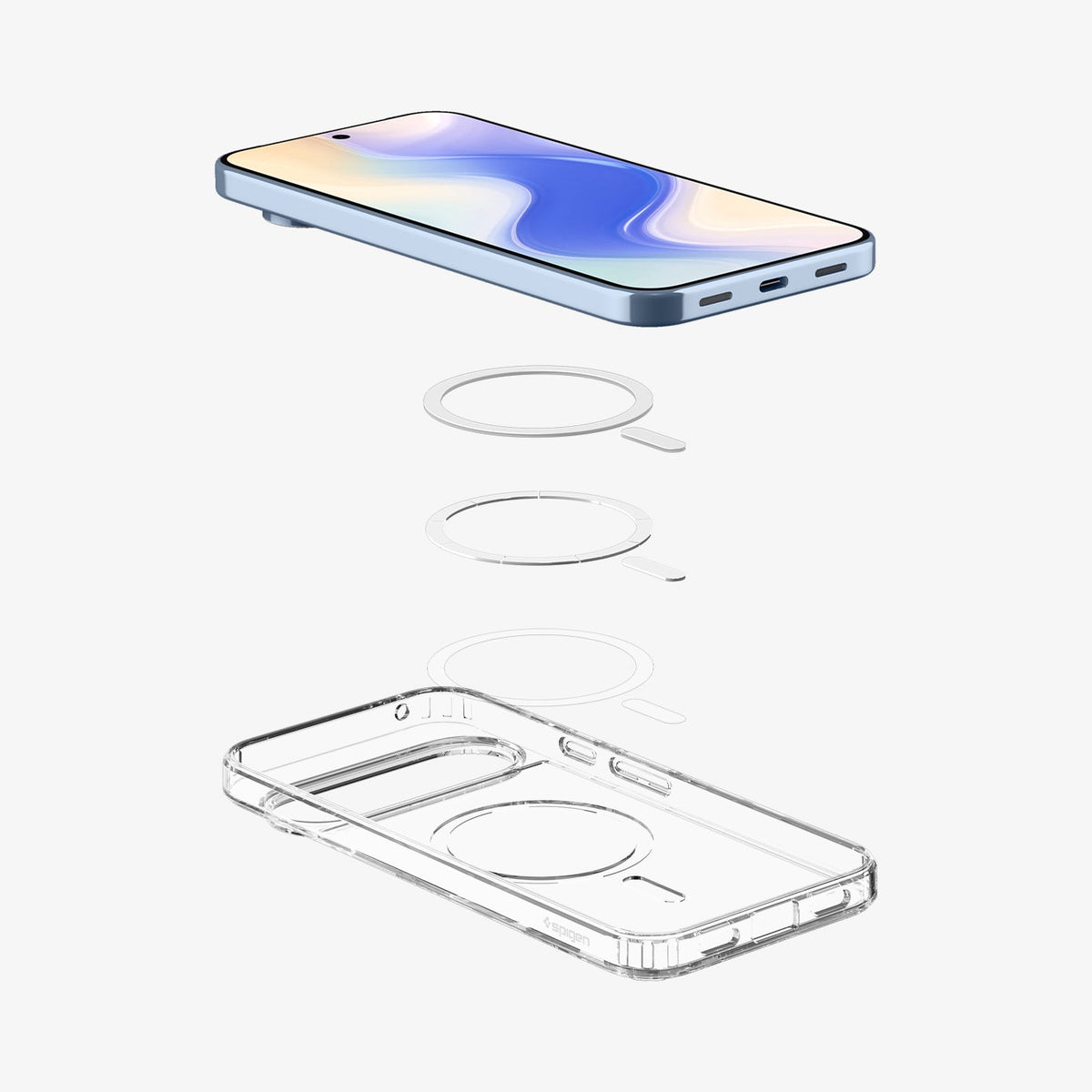 ACS09740 - Pixel 10 Pro XL Crystal Flex (MagFit) showing the multiple layers of case hovering below device