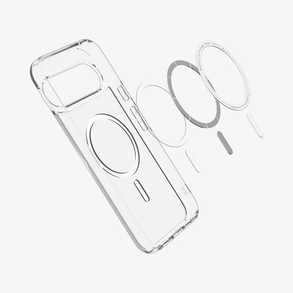 ACS09725 - Pixel 10 Pro XL Case Ultra Hybrid Metal Ring (MagFit) in crystal clear showing the inside magnet ring layers of case