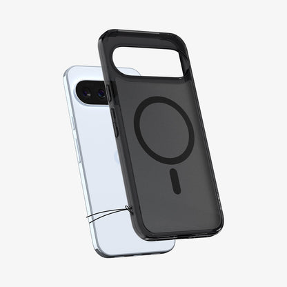 ACS09726 - Pixel 10 Pro XL Case Ultra Hybrid Metal Ring (MagFit) in frost black showing the back with case hovering away from device