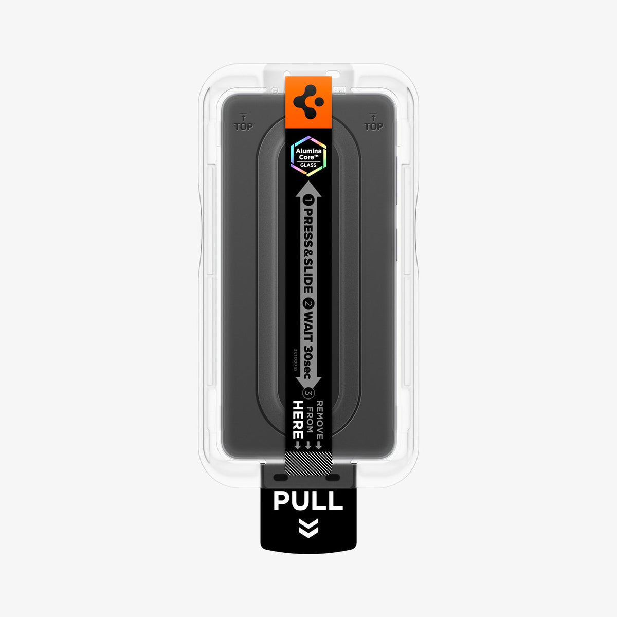 AGL11081 - Galaxy S26 Plus GLAS.tR EZ Fit Pro | Privacy showing the installation tray hovering the phone