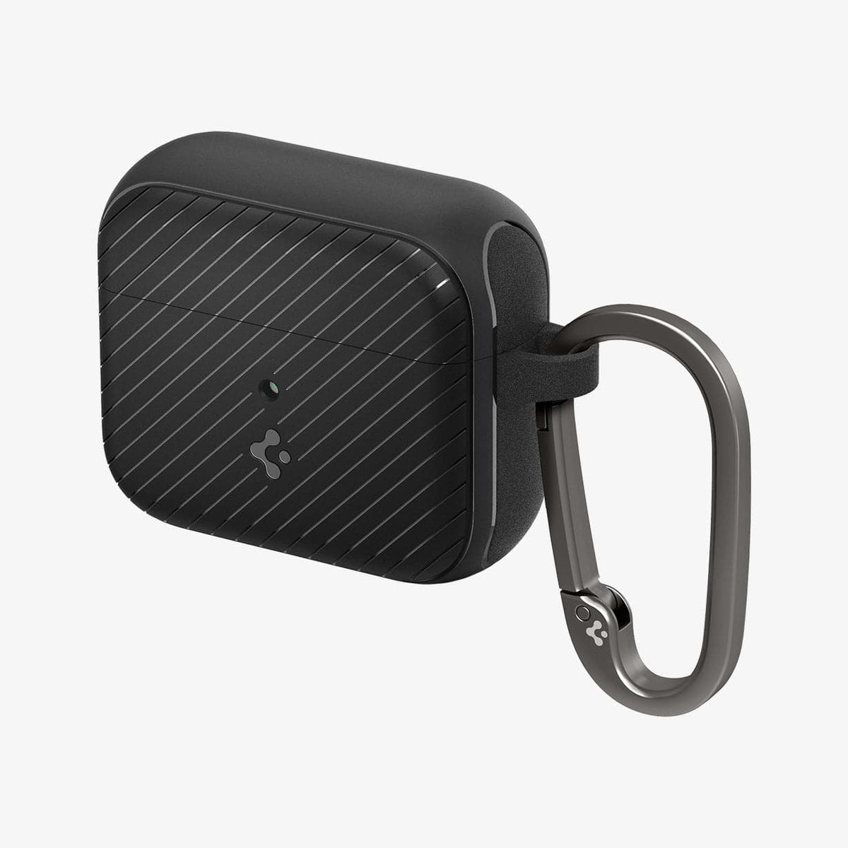 ACS03644 - Airpods 3 Mag Armor in black showing the front and side with carabiner