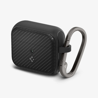 ACS03644 - Airpods 3 Mag Armor in black showing the front and partial side with carabiner