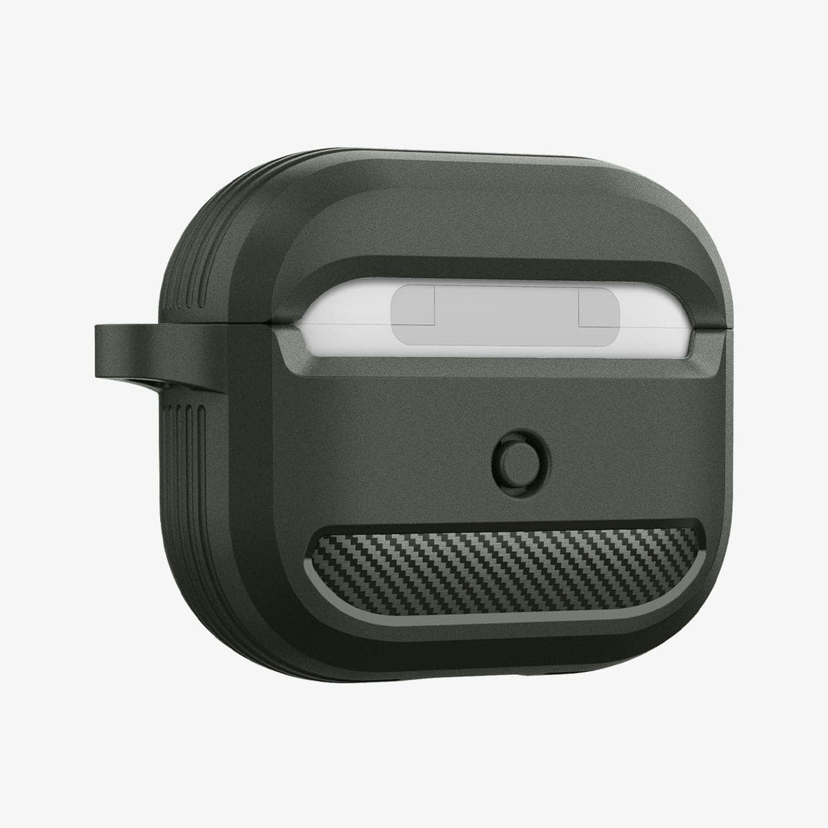 ASD01979 - Apple AirPods 3 Case Rugged Armor in military green showing the back and side