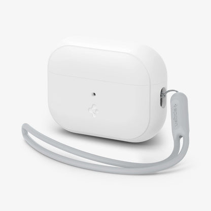 ACS05811 - Apple AirPods Pro 2 Case Silicone Fit + strap in white showing the front, side and strap