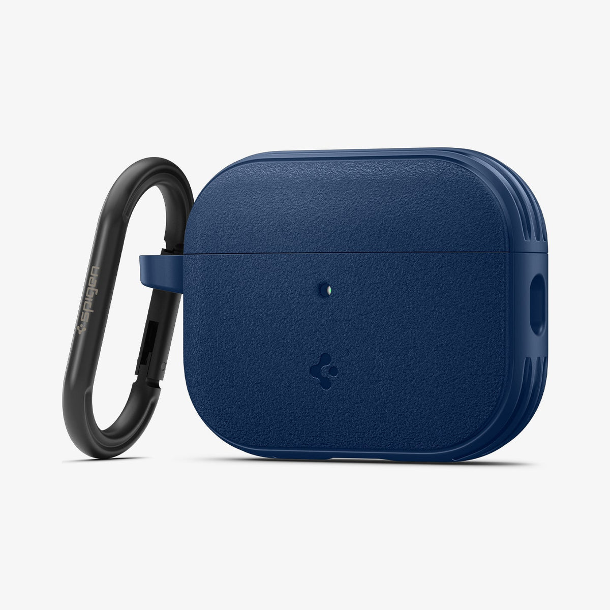 ACS09828 - AirPods Pro 3 Spigen Vault in Navy Blue showing the front and side with carabiner