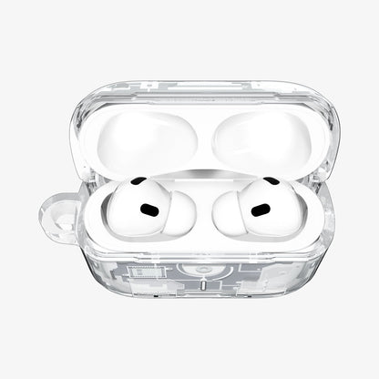ACS10018 - AirPods Pro 3 Series Ultra Hybrid Zero One (MagFit) in Zero One White showing the front with top open and AirPods inside