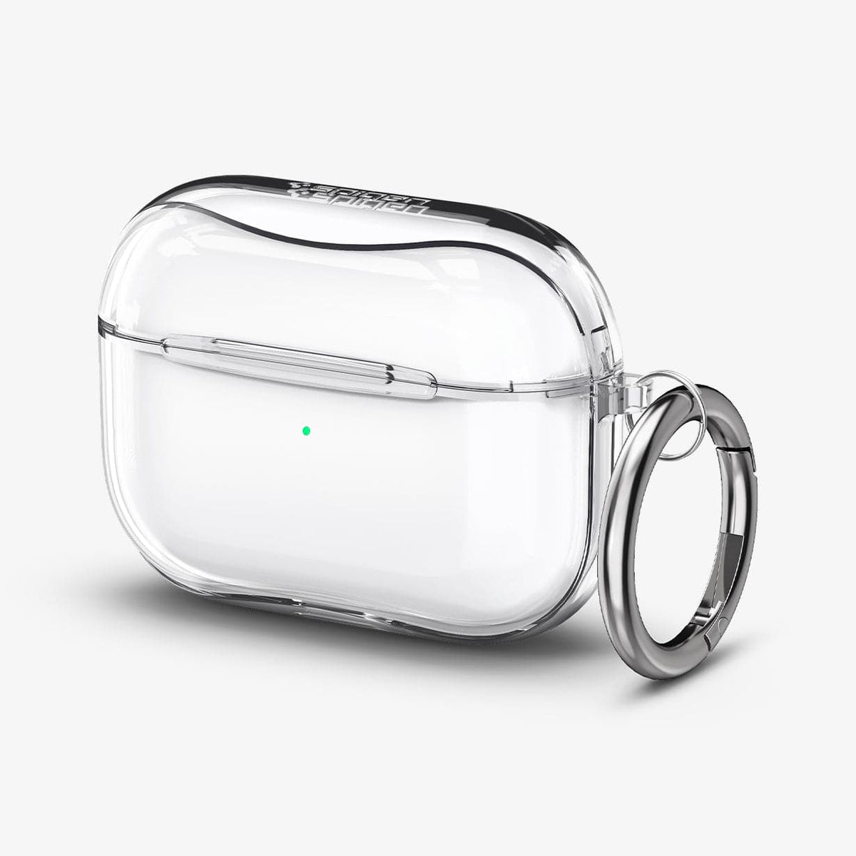 ASD00541 - Apple AirPods Pro Case Ultra Hybrid in crystal clear showing the front and carabiner