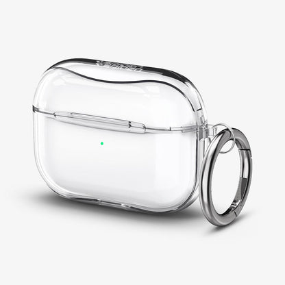ASD00541 - Apple AirPods Pro Case Ultra Hybrid in crystal clear showing the front and carabiner