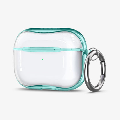 ASD01290 - Apple AirPods Pro Case Ultra Hybrid in green crystal showing the front, side and carabiner