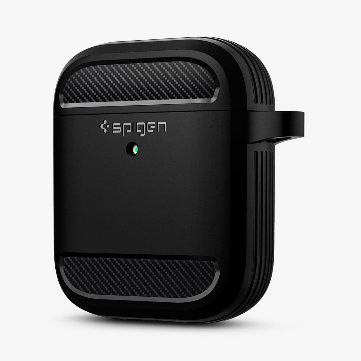 ASD01117 - Apple AirPods 1 / 2 Case Rugged Armor in matte black showing the front and side
