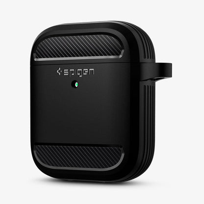 ASD01117 - Apple AirPods 1 / 2 Case Rugged Armor in matte black showing the front and side