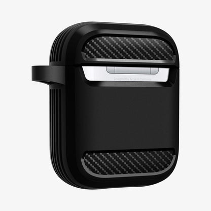 ASD01117 - Apple AirPods 1 / 2 Case Rugged Armor in matte black showing the back and side
