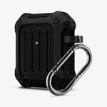 074CS26497 - Apple AirPods 1 / 2 Case Tough Armor in black showing the front, side and carabiner