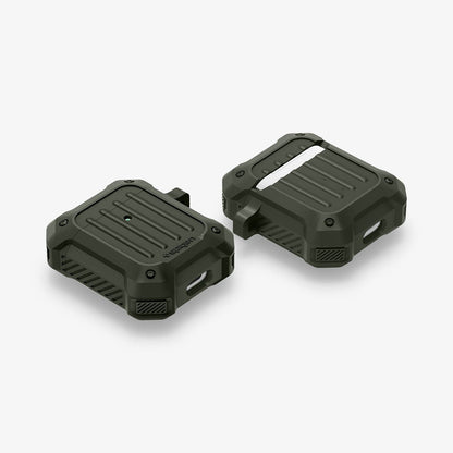 074CS26499 - Apple AirPods 1 / 2 Case Tough Armor in military green showing the front, back and sides
