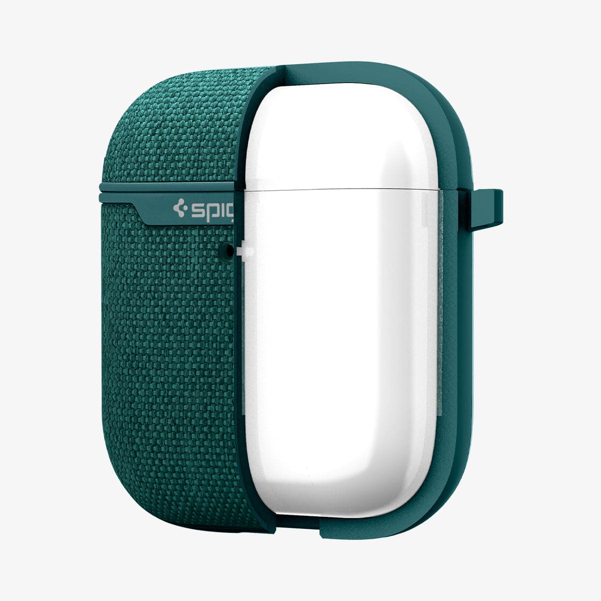 ASD00678 - Apple AirPods 1 / 2 Case Urban Fit in midnight green showing the front with case cut half open
