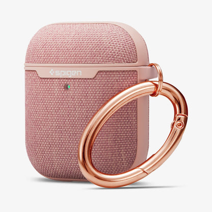 074CS27598 - Apple AirPods 1 / 2 Case Urban Fit in rose gold showing the front, side and carabiner