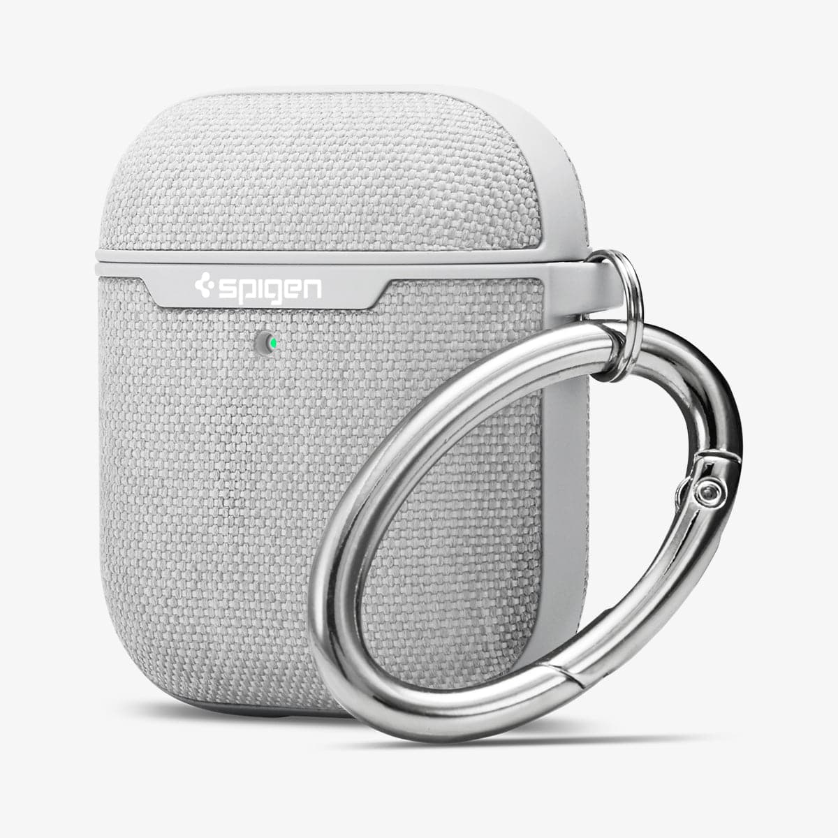 074CS27031 - Apple AirPods 1 / 2 Case Urban Fit in gray showing the front, side and carabiner
