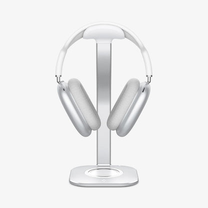 AMP02817 - Apple Airpods Max MagFit Stand in silver showing the front with AirPods Max on stand