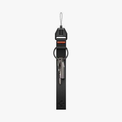 ASD05860 - AirPods Series Lanyard + Keychain in black showing the lanyard with keys attached to keychain