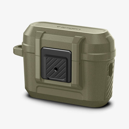 ACS05911 - Apple AirPods Pro 2 Case Lock Fit in vintage khaki showing the front, top and side