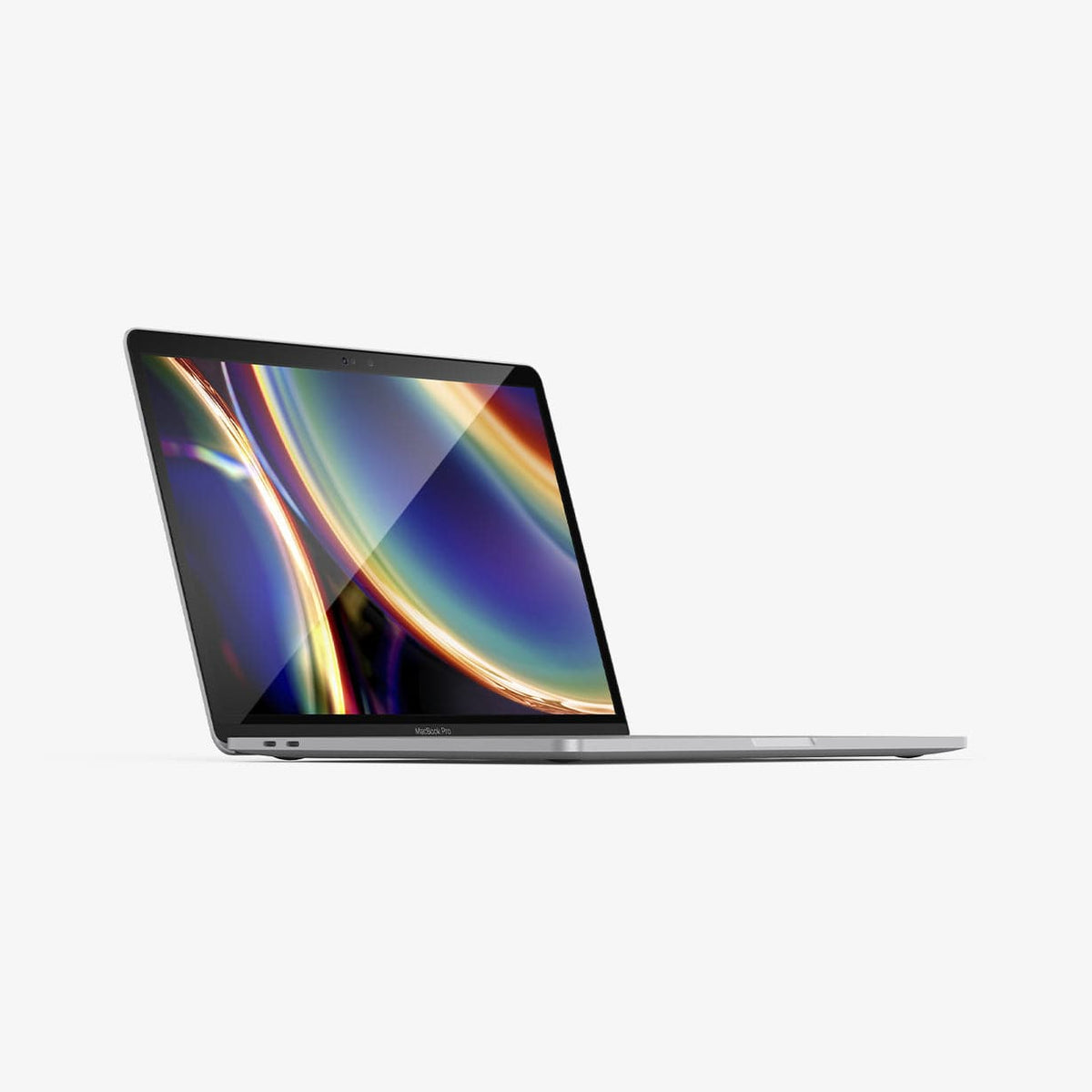 AGL00083 - MacBook Pro 13-inch (2020) GLAS.tR SLIM in Clear showing the front of the device with tempered glass installed