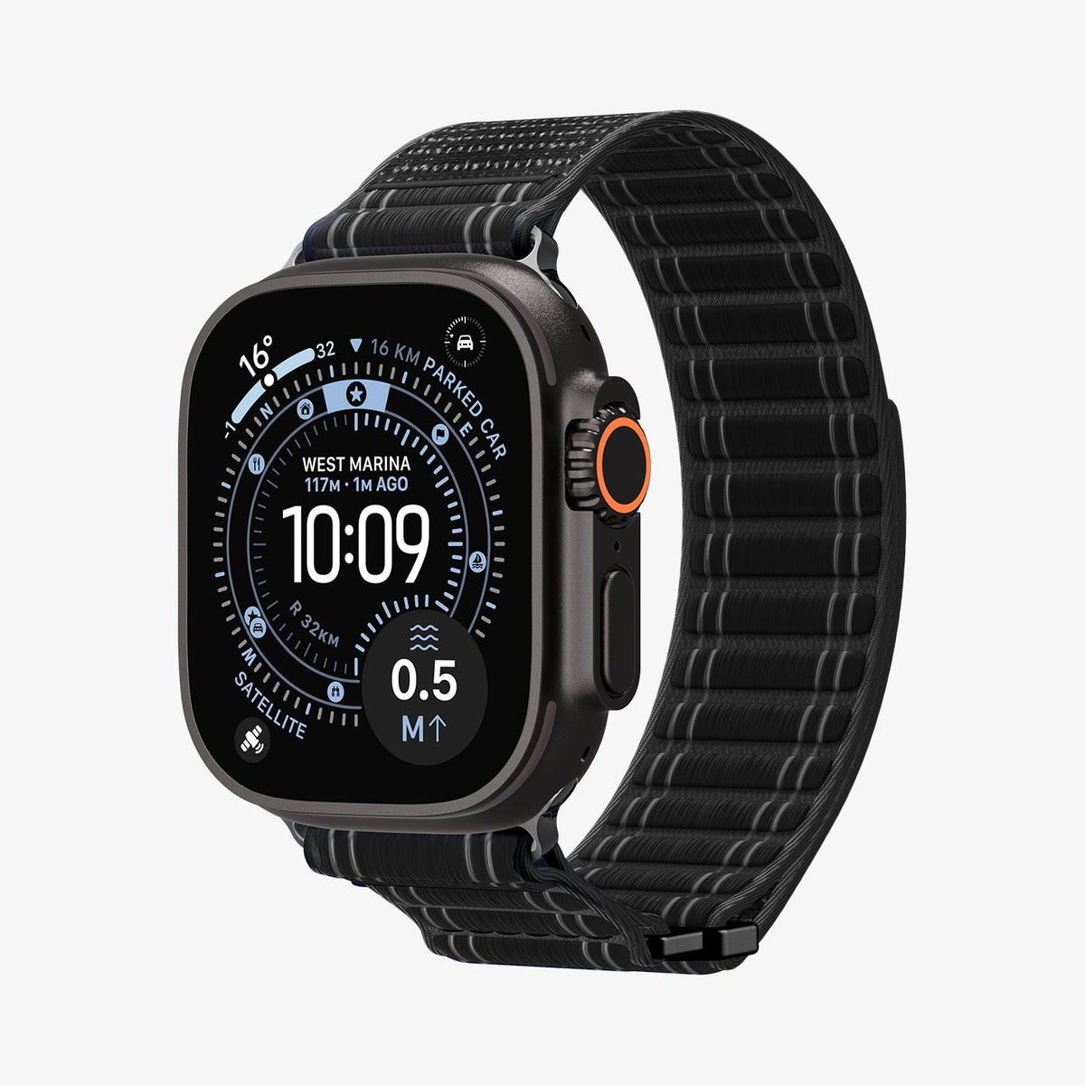 AMP10141 - Apple Watch Ultra (49mm) WBF0 in Black showing the front and inner bottom