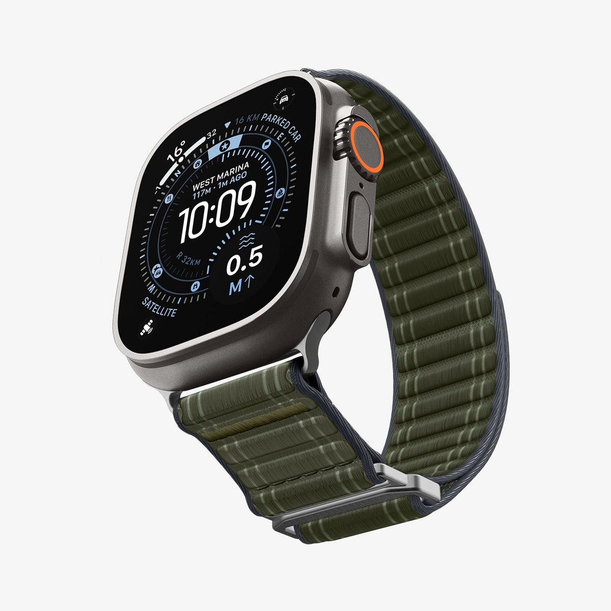 AMP10142 - Apple Watch 10/11 (46mm) WBF0 in Green showing the front, partial side and inner back