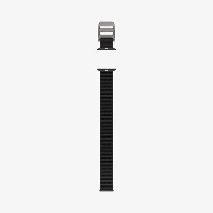 AMP02465 - Apple Watch Series (Apple Watch (49mm)/Apple Watch (45mm)/Apple Watch (42mm)) Watch Band DuraPro Flex in black showing the back of watch band laid out flat