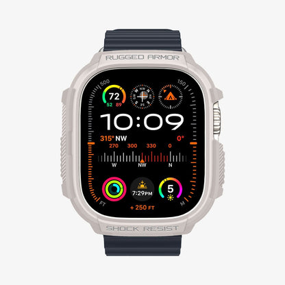 ACS07381 - Apple Watch (49mm) Rugged Armor in Dune Beige showing the front and partial sides