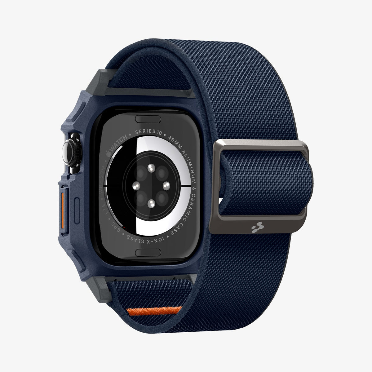 ACS08925 - Apple Watch 10 (46mm) Case Lite Fit Pro in Navy Blue showing the back, inner and back bottom