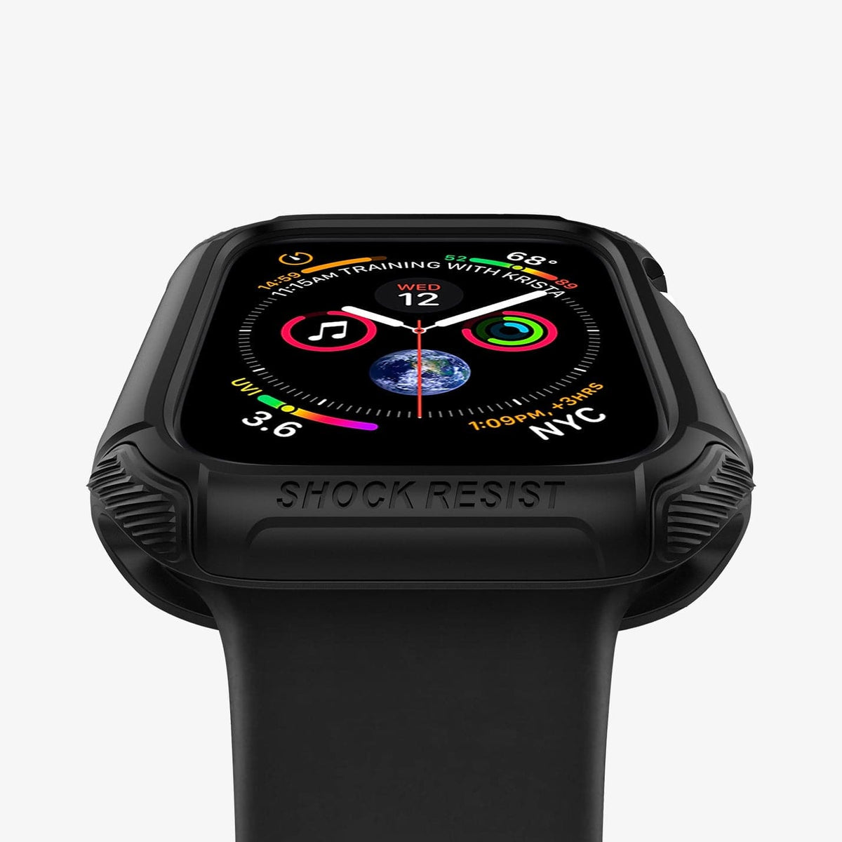 062CS24477 - Apple Watch Series (44mm) Case Tough Armor in black showing the front and bottom