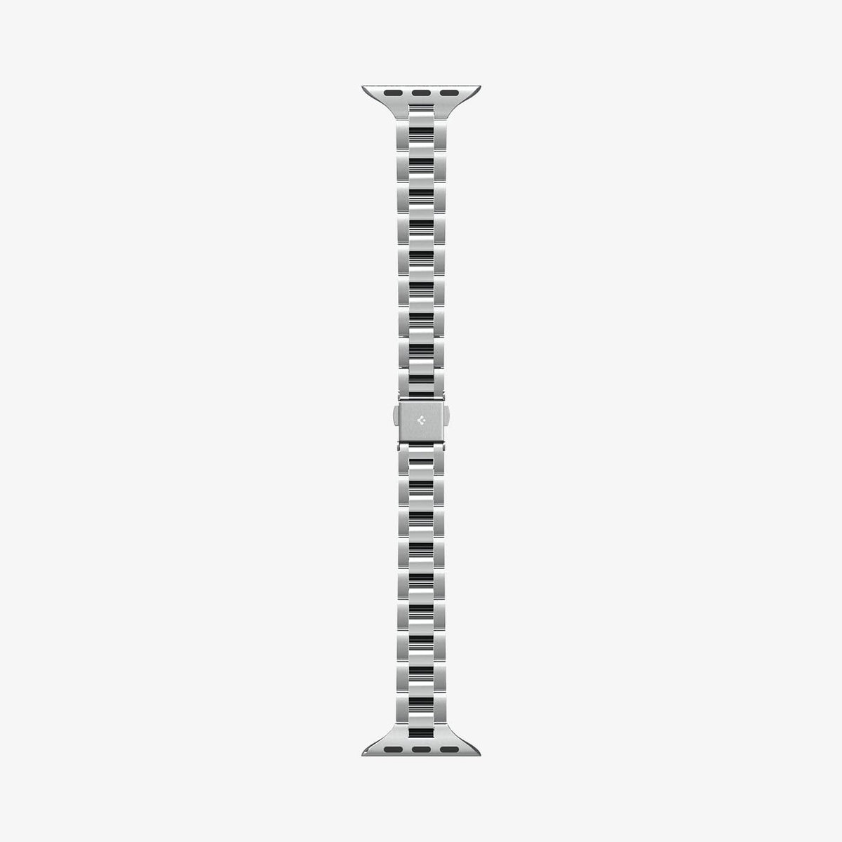 AMP06357 - Apple Watch (41mm) Modern Fit 316L Band in Silver showing the sides of the watch strap laid out flat