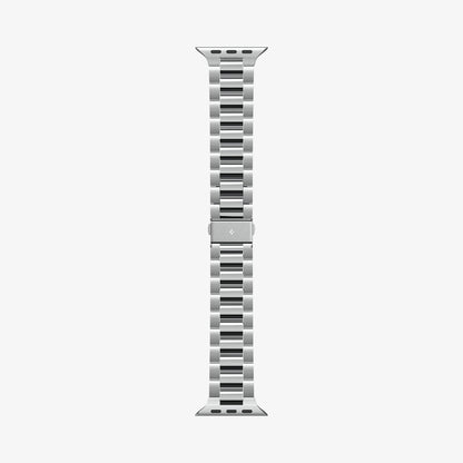 AMP06356 - Apple Watch Series (Apple Watch (49mm)/Apple Watch (45mm)/Apple Watch (42mm)) Watch Band Modern Fit 316L in silver showing the watch band laid out flat