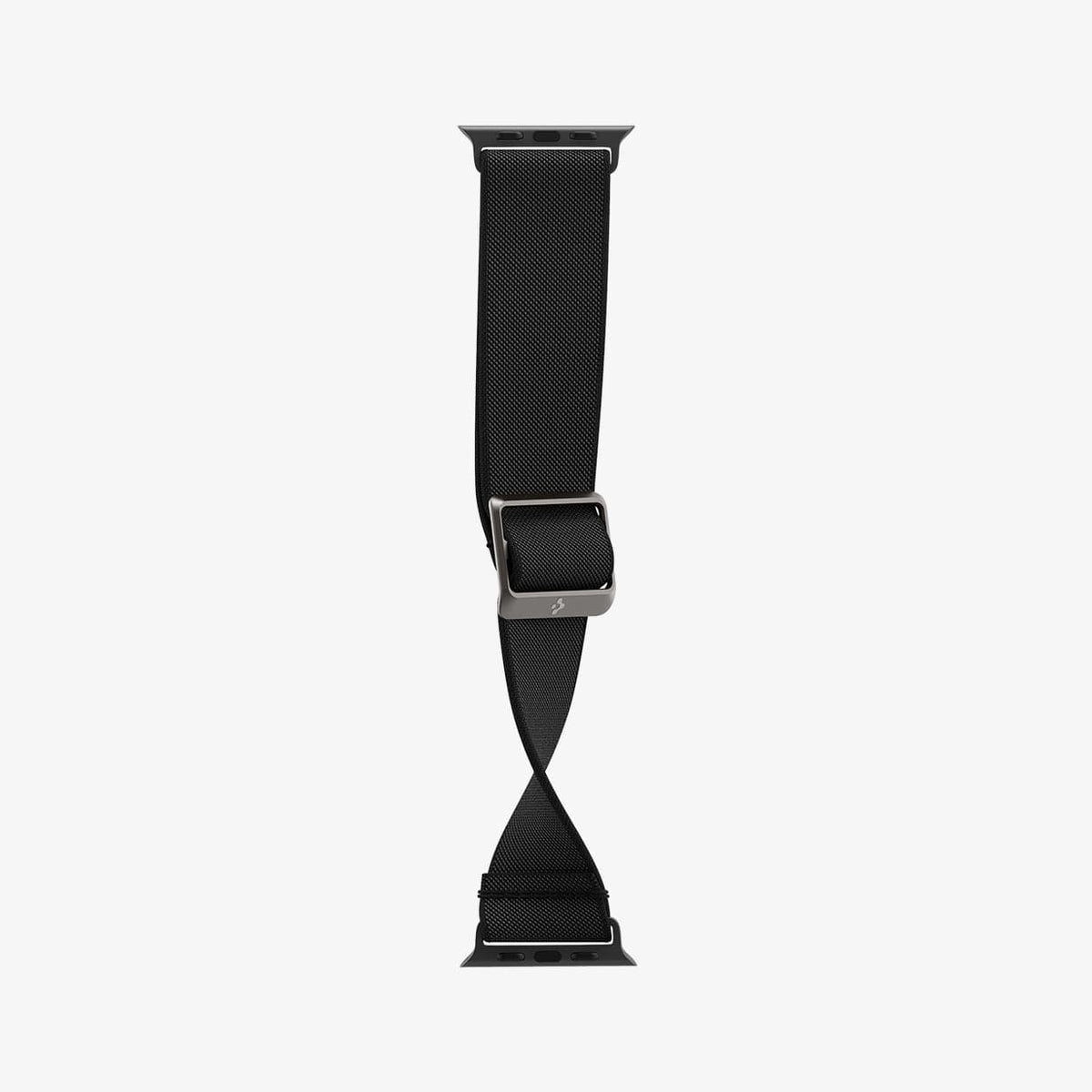 AMP02290 - Apple Watch Series (Apple Watch (41mm)/Apple Watch (38mm)) Watch Band Lite Fit in black showing the watch band bending to show the durability