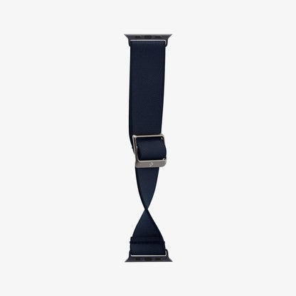 AMP02291 - Apple Watch Series (Apple Watch (41mm)/Apple Watch (38mm)) Watch Band Lite Fit in navy showing the watch band bending to show the durability