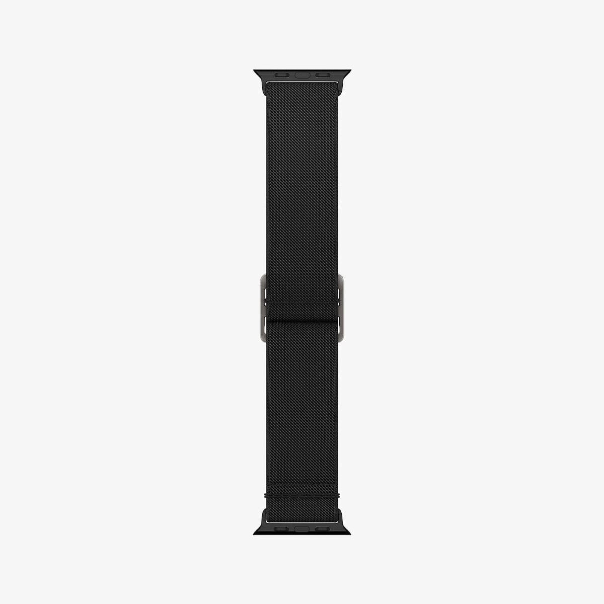 AMP02286 - Apple Watch Series (Apple Watch (49mm)/Apple Watch (45mm)/Apple Watch (42mm)) Watch Band Lite Fit in black showing the inside of band from end to end