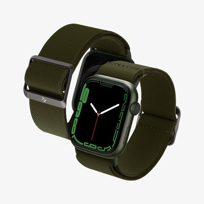 AMP02288 - Apple Watch Series (Apple Watch (49mm)/Apple Watch (45mm)/Apple Watch (42mm)) Watch Band Lite Fit in khaki showing the back and front